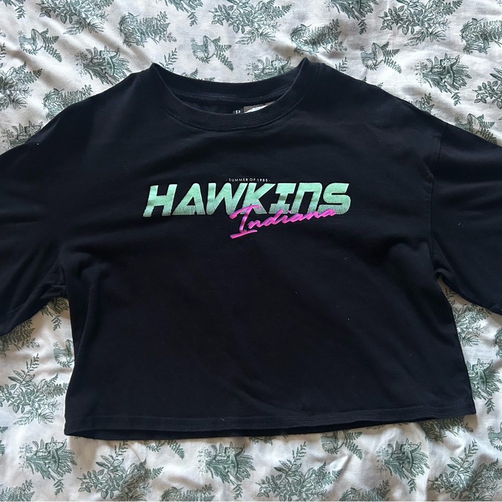 Hawkins Indiana Black Crop Top